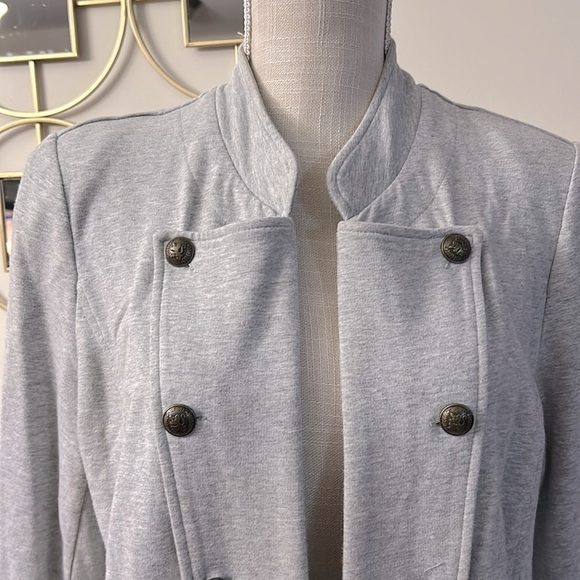 Tommy Hilfiger woman’s gray military band cotton jacket brass style buttons szL - Picture 4 of 15